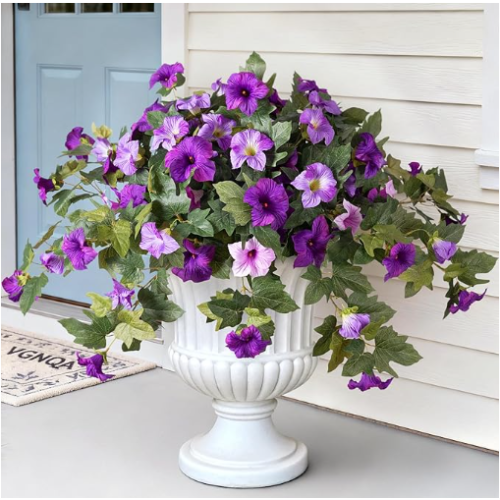 2PCS Artificial Petunia Flowers for Outdoors, Fake Flowers for Outdoor Planters UV Resistant Faux Silk Petunias for Garden Porch Yard Balcony Patio Realistic Home Kitchen Decor(Double Purple) 2PCS Artificial Petunia Flowers for Outdoors, Fake Flowers for Outdoor Planters UV Resistant Faux Silk Petunias for Garden Porch Yard Balcony Patio Realistic Home Kitchen Decor(Double Purple)